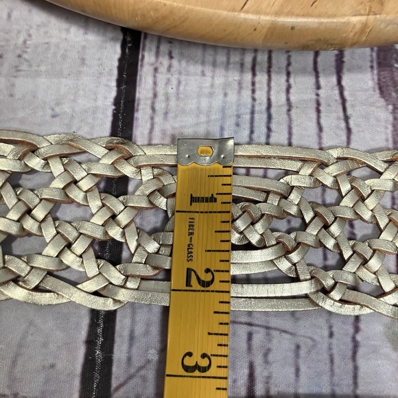 Fossil Genuine‎ Leather Braided Belt Brown Silver Round Buckle Womens L main image 7